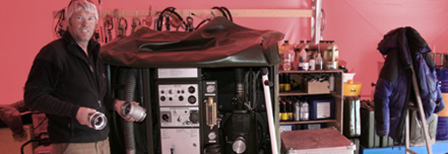 Sverrir in the mechanical garage 