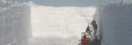 Snow blower in the trench