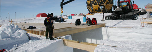 Construction of the bridge part of the roof.