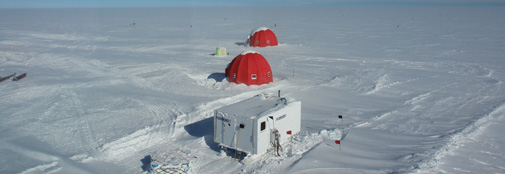 View from top of Main dome: Red domes and main generator.