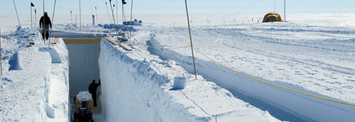 Excavation of trench for elevator and staircase.