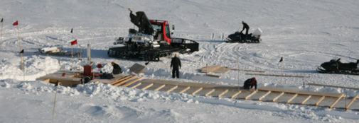 A scene from laying roof on the elevator trench.