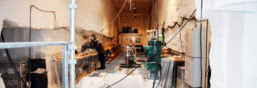 A new view into the drill trench from the staircase (the rods to the left).