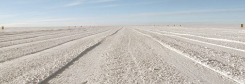 A freshly groomed skiway