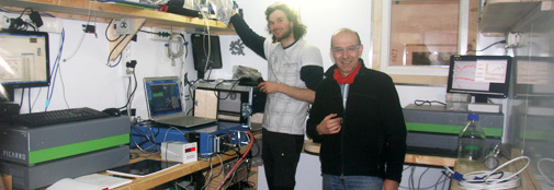 Setting up equipment in the new gas laboratory