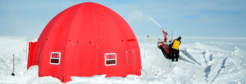 Getting rid of the snow around the tents