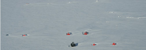 The NEEM camp seen from the aircraft when flying into camp